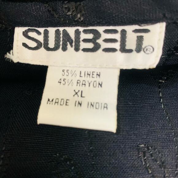 Vintage Size XL Linen Rayon 2-Piece Lagenlook Artsy Black Embroidered Dress Set - Picture 10 of 10